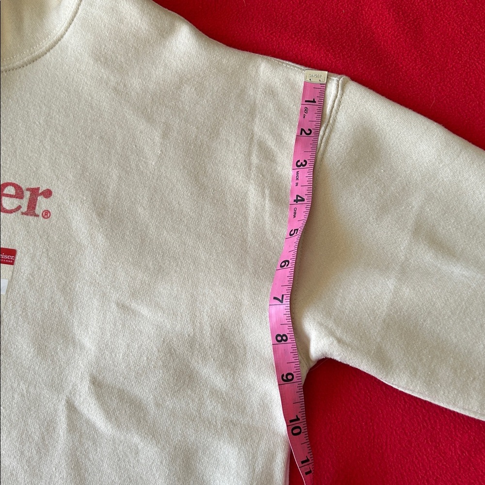 Budweiser Off-White Crop Tops Sweater Hoodie with Bottle Design - Picture 11 of 13